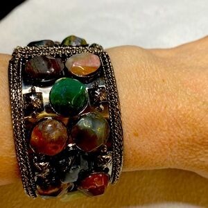 Vintage natural stone hinged / clamper bracelet